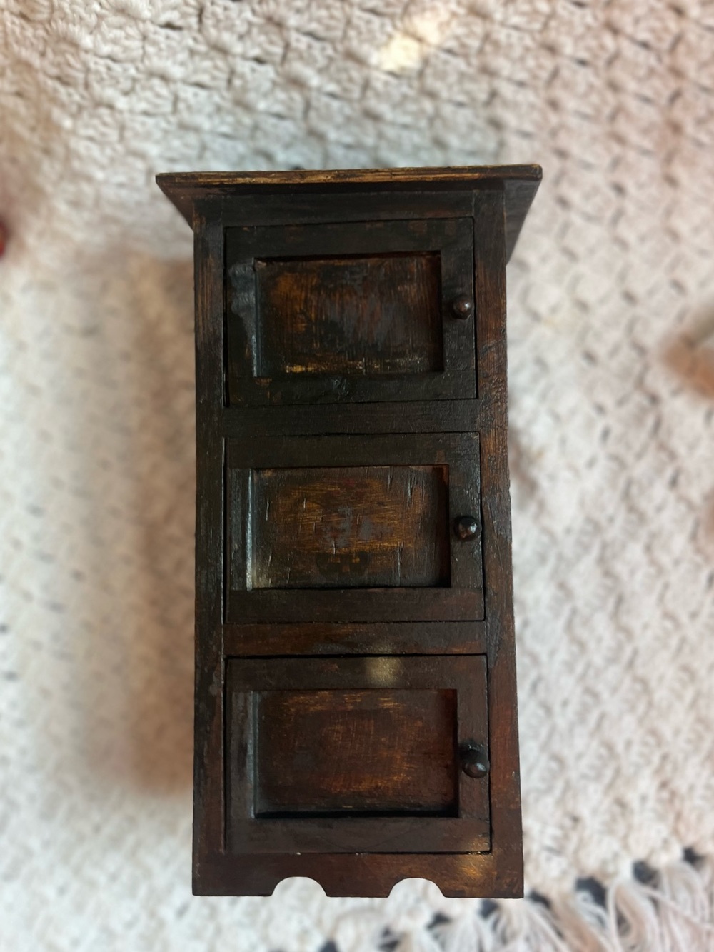 Rustic Brown Wooden Dark walnut small 3 door cabinet